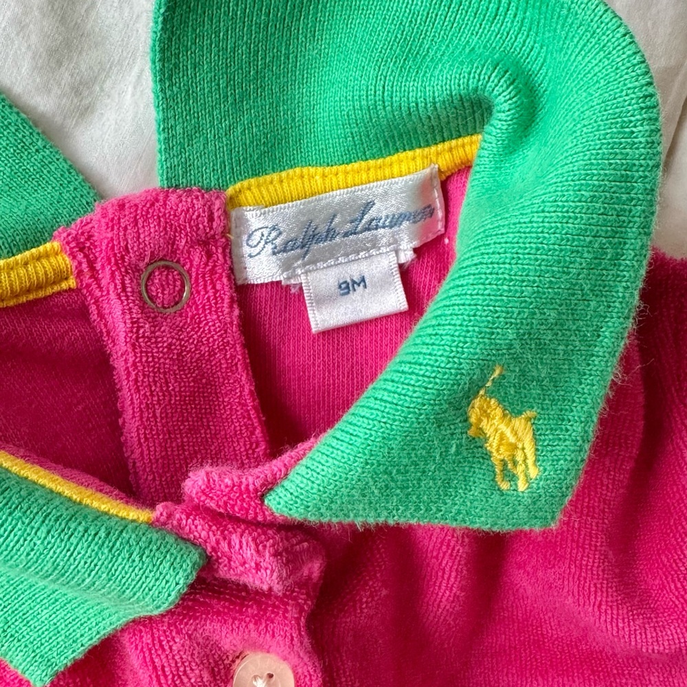 Ralph Lauren Pink and Green Baby Onesie